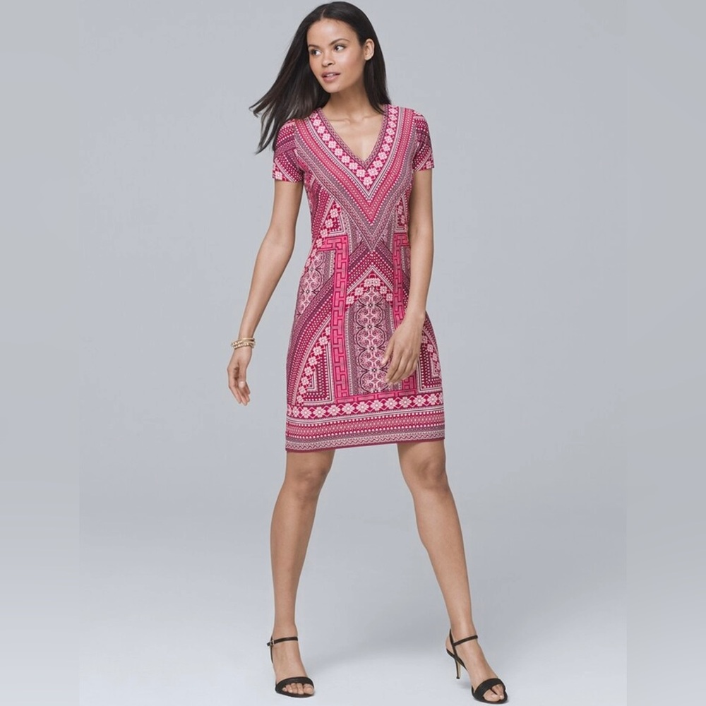 White House Black Market Geo-Knit Sheath Dress